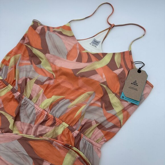 prAna Women's Ayla V-neck Spaghetti Strap Summer Dress Size XL, Solstice Tropics - Picture 1 of 13